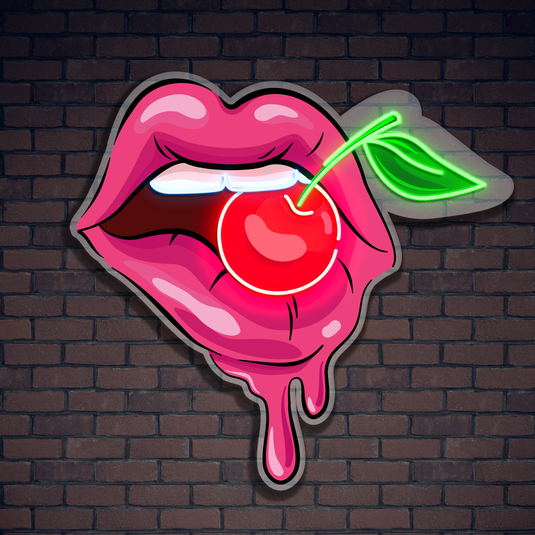 Women's Lips with Cherry