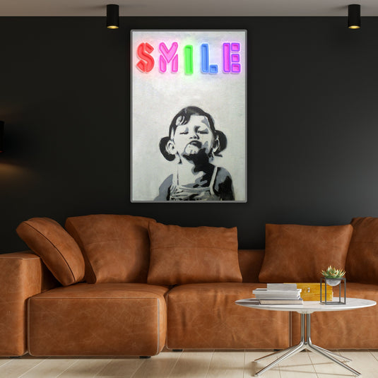 Banksy Smile Baby Girl - NEON.ART