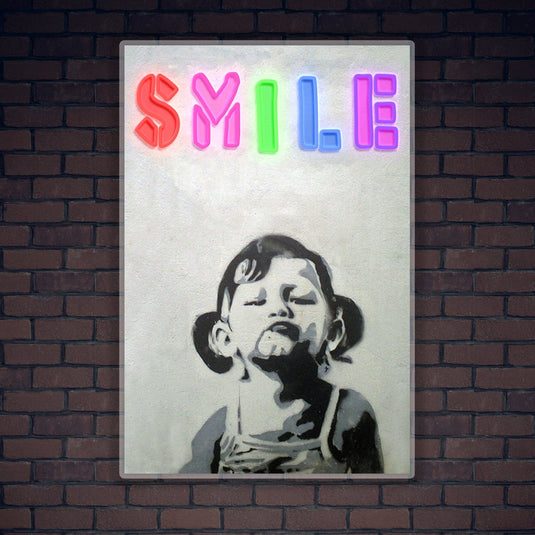 Banksy Smile Baby Girl - NEON.ART